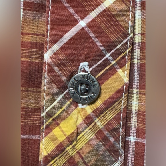 EUC KUHL Mens Orange Plaid Button Up Short Sleeve Shirt Size M Suncel - Picture 4 of 6